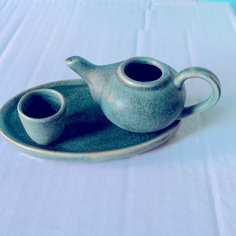 Russ jade small tea pot  cup and plate